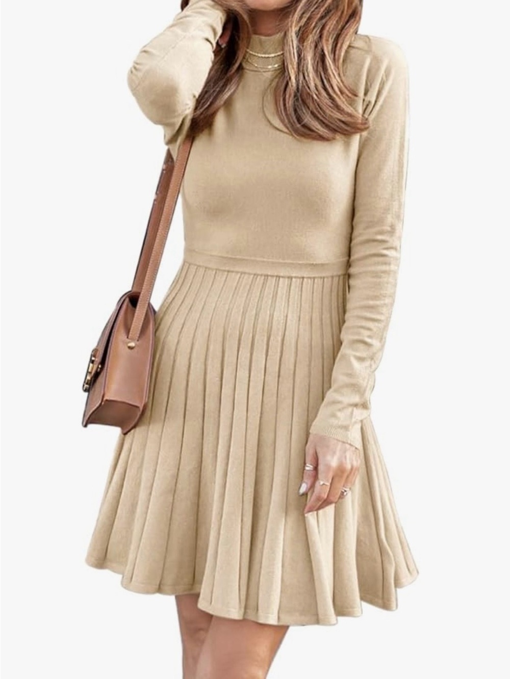 Umimi Ribbed Knit Beige Sweater Dress - Picture 7 of 8